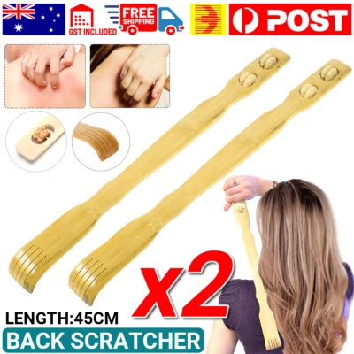 2x Long Reach Wooden Bamboo Scratch Back Scratcher Body Massage Itchy Relieve AU - image 1 of 4