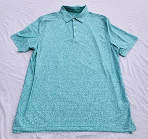 Hickey Freeman Polo Men's Large Teal Short Sleeve Stretch Golf Shirt Preppy - Picture 1 of 11