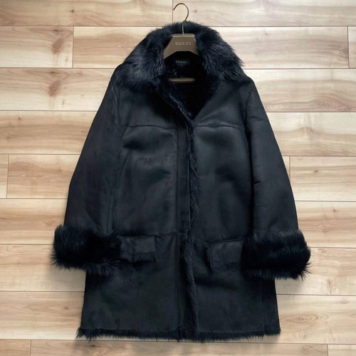 Cappotto Gucci Tom Ford Mouton nero anni 90 vintage pelle di pecora