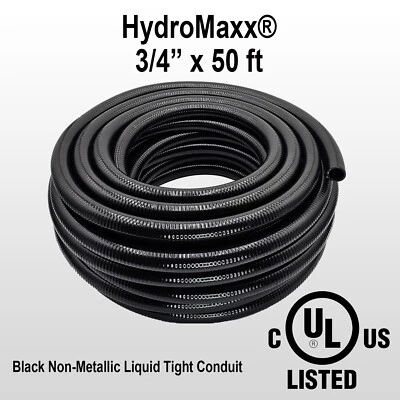 HYDROMAXX 3/4" x 50' Black Flexible Liquid Tight, Non-Metallic Conduit - UL Listed