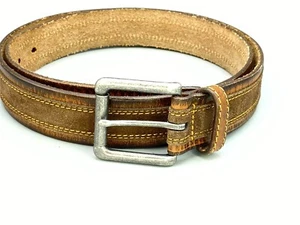 Johnston & Murphy 75-6924 Men's Overlay Belt 40 Brown Silver Buckle Suede Belt - Picture 1 of 9