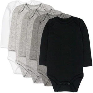 Baby Boys' 5-Pack Long Sleeve Bodysuits One-Piece 100% Organic Cotton for Infant - Picture 1 of 12