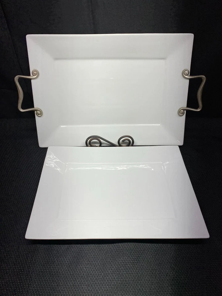 Juego de 2 Tamaños ~ Mesa Galería "CATALINA" Platos de Porcelana de Alto Cocido Foto 1 de 4