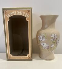 James Sadler England Vase With Magnolia Design Original Box 20cm Vintage