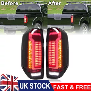 Smoked Dynamic Rear LED Tail Lights Lamp For Nissan Navara D40 Pickup 2005-2014 - Picture 1 of 12