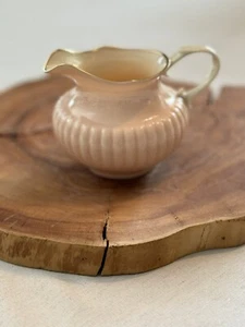 Lenox Blush Pink & Gold Creamer 3.5” Ribbed Pattern With Gold Trim - Picture 1 of 9