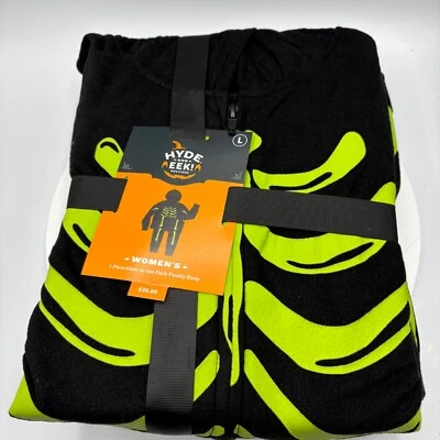 Women's Glow in the Dark Skeleton One Piece Sleep Set Pajamas Large - Image 1 of 2