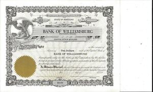 BANK OF WILLIAMSBURG (KENTUCKY)......UNISSUED COMMON STOCK CERTIFICATE