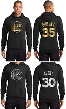 New Golden State Warriors Steph Curry or Kevin Durant Black Hoodie Gold / Silver