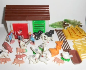 Mini SCHEUNE Bauernhof TIERE Figuren Kühe Schweine Enten Hase Huhn Pferde Puppenhaus - Bild 1 von 10