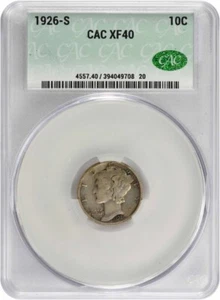 1926-S Mercury Silver Dime EF40 CACG - Picture 1 of 2