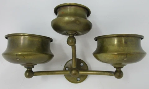 S. Sternau Brass Sink Wall Mount Triple Cup Holder antique w/ good patina c.1900 Cover