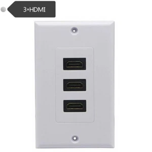 3 Port HDMI Single Gang 4K HD 1080P Cable Coupler Jack Extender Cable Wall Plate - Picture 1 of 5