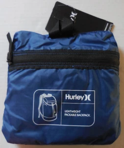 Hurley Renegade Packable Nylon Backpack Adult Unisex Gym Blue/Black - Picture 1 of 4