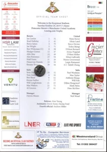 Mannschaftsblatt - Doncaster Rovers - Manchester United 29.10.2019 Leasing.com - Bild 1 von 1