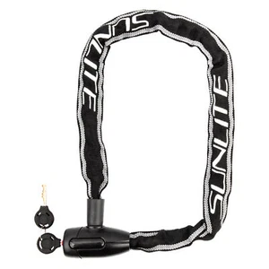 Lock Sunlite Defender Chain 6mmx35in Key Black w/Reflective - Picture 1 of 1