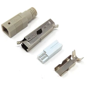 2X UP0002 Stecker USB B männlich für Leitungen Löten PIN: 4 gerade grau LOGILINK - Bild 1 von 1