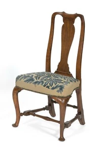 Period 18TH C. ANTIQUE WALNUT COMPASS SEAT BOSTON QUEEN ANNE CHAIR C.1735-60 - Picture 1 of 2