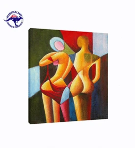 PAINT MY LOVE HUGE PAINTING CUBISM TECHNIQUE HAND PAINTED OIL ON CANVAS - Picture 1 of 5