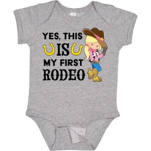 Inktastic Yes, This IS My First Rodeo- Cowgirl In Hat And Boots Baby Bodysuit - Picture 1 of 9