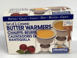 Vintage Progressive Set of 2 Butter Warmer Ceramic & Chrome   R3-2 - Picture 1 of 4