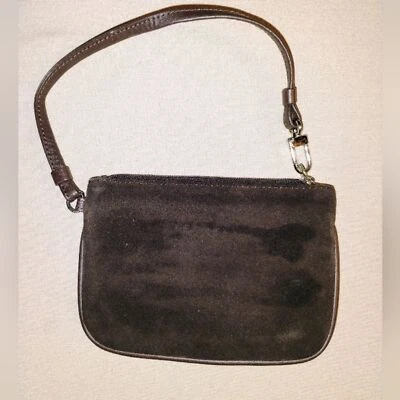 MINI BOLSA BOLSO PULSERA EXPRESS MARRÓN GAMUZA GENUINA CREMALLERA Foto 1 de 4