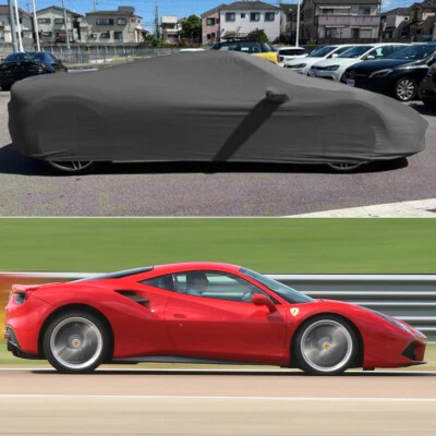 Cubierta de coche elástica a prueba de polvo personalizada negra para Ferrari 488 GTB/Pista Spider Foto 1 de 4