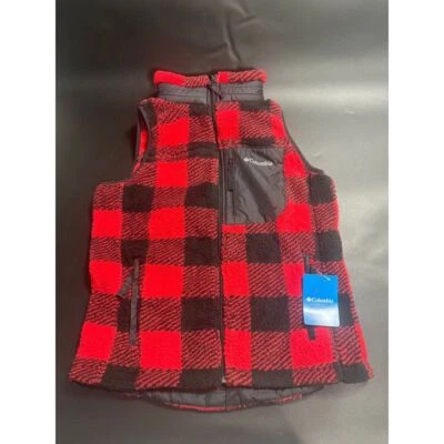 Chaleco polar Columbia para mujer West Bend Sherpa estampado a cuadros lirio talla mediana nuevo con etiquetas Foto 1 de 4