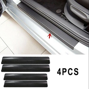 4x Carbon Fiber Car Door Plate Sill Scuff Cover Anti Scratch Sticker Accessories - Picture 1 of 13