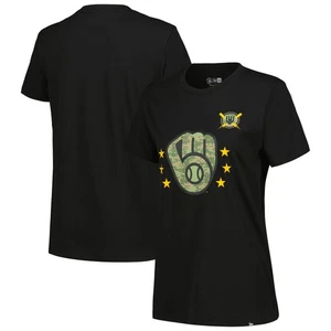Women's New Era Black Milwaukee Brewers Armed Forces Day T-Shirt - Picture 1 of 3