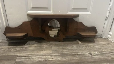 Vintage Carved Solid Wood Framed Mirrored with three shelves & butterfly 34" L - Image 1 of 4