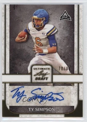 2022 Leaf Ultimate Draft Gold 70/99 Ty Simpson #BA-TS1 Auto - Image 1 of 3