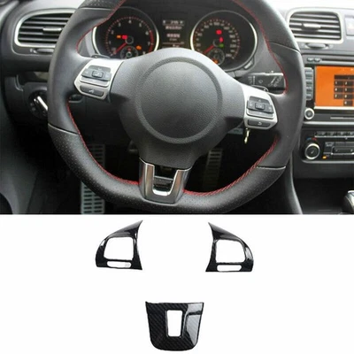 Cubierta del interruptor del volante para Volkswagen Golf MK6 2010-2013 fibra de carbono Foto 1 de 4
