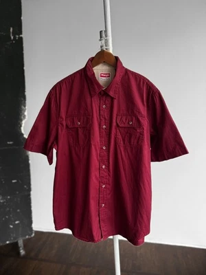 Wrangler Vintage Workwear Rojo Manga Corta Botón Camisa Exterior Senderismo T... - Imagen 1 de 4