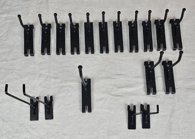 Lot of 18 Grid Wall Hooks Single Black Metal Display 6” 4" 3" Hangers Slat Wall - Image 1 of 4