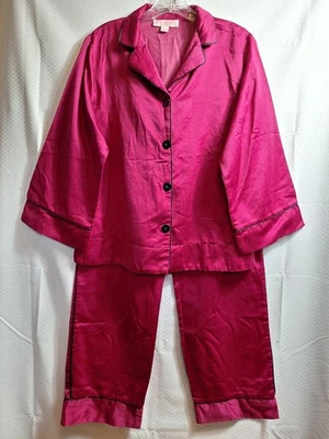 OSCAR DE LA RENTA Conjunto de Pijama Satinado Talla M Azalea Negro Pipa Ropa de Dormir Foto 1 de 4