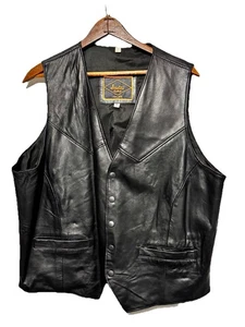 Sintex Leather New York Herren Weste schwarz Echtleder Größe XL Druckknopfleiste - Bild 1 von 4