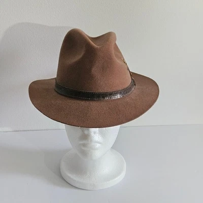 Pluma Fedora Vintage Park Royal Diseño Exclusivo Lana Tostada Talla S Foto 1 de 4