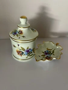 Vintage, Limoges France, piatto fiorito, 5 e 4 pollici, barattolo da farmacia, 6,5 e 3 pollici - Foto 1 di 12