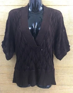 Rue 21 Women's Shirt Size Medium Brown Top Short Sleeve Knit - Picture 1 of 8