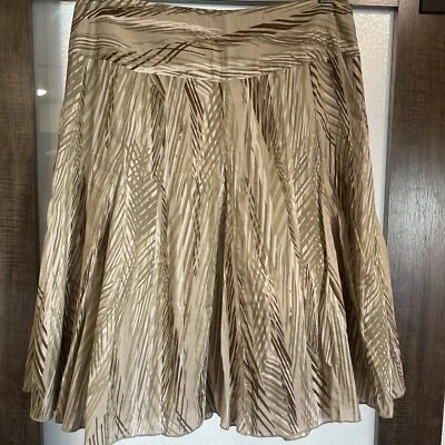 Apt 9 Women Fall Skirt Sz 10 Green Brown Striped Swing Flowy Classic  A Line - Image 1 of 4