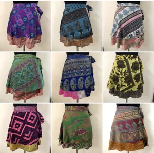 Art Silk Artistic Wrap Skirt Indian Bohemian Women Short Dress Gypsy Hippie Boho - Picture 1 of 13