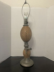 Briet Brevete Antique French Seltzer Bottle w/ Siphon Table Lamp Rattan Covered - Picture 1 of 7