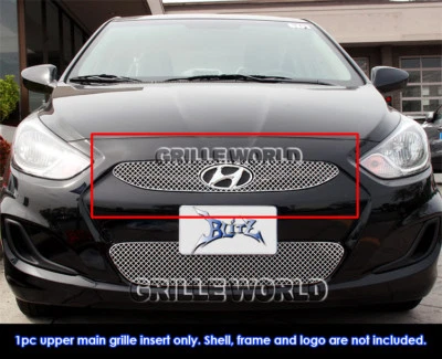 Inserto de rejilla de malla X de acero inoxidable para Hyundai Accent 2012-2016 Foto 1 de 2