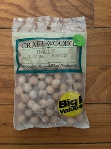 63 Stück Bastelholzkugeln massiv Birkenholzkugel 1/2 Zoll Durchmesser - Bild 1 von 3