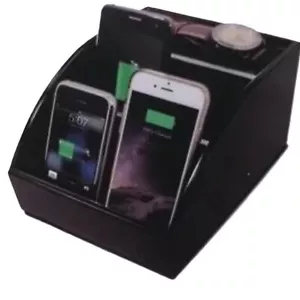 Wood CHARGING STATION Valet Organizer Black 4.5 x 6.5 x 8 inches - Picture 1 of 9