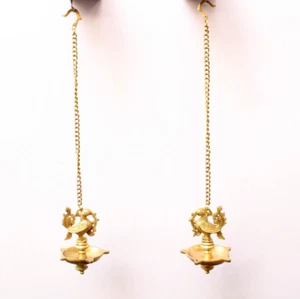 Hanging Lamp Bird Pair Diya Home Temple Mandir Pooja Diwali Decor Oil Wick Lamp - Picture 1 of 5