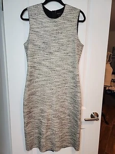 Theory Tweed Etuikleid Damen L 12 beige schwarz Baumwollmischung ärmellos Karriere - Bild 1 von 8