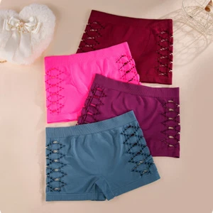 Pack Of 4 Womens Sexy Boyshorts Panties Boxer Shorts Ladies Hollow Out Underwear - Picture 1 of 23
