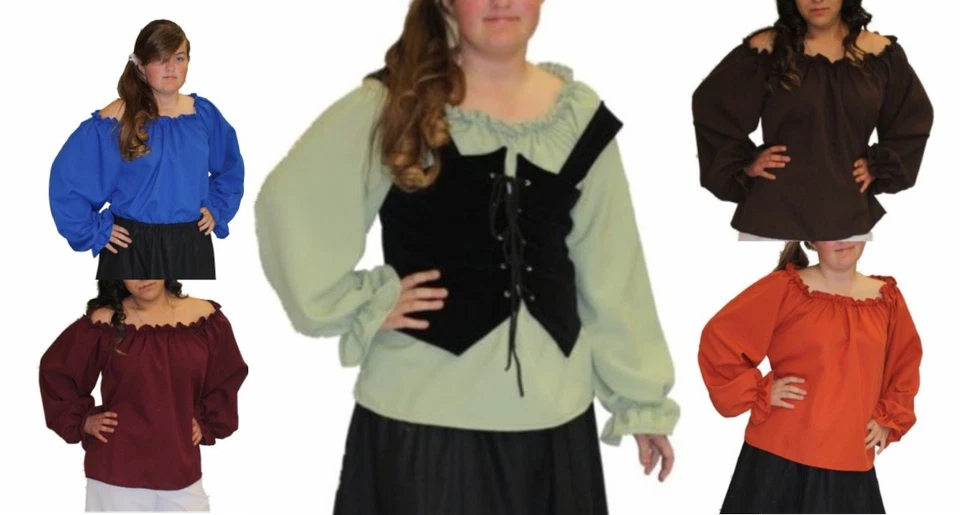 LADY PIRATE PEASANT RENAISSANCE MEDIEVAL WENCH CARIBBEAN COSTUME BLOUSE SHIRT - Image 1 of 1